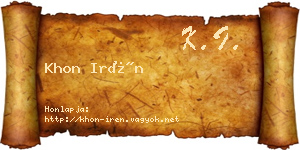Khon Irén névjegykártya